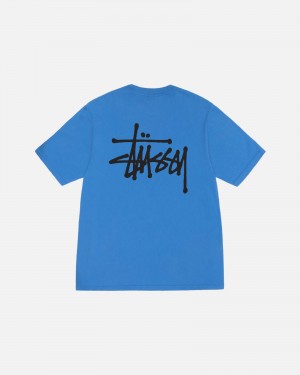 Camiseta Stussy Basic Pigment Dyed Azules | 94382-AJUR