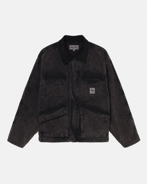 Chaquetas Stussy Shop Washed Lona Negras | 31469-DVYU