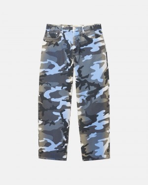 Jeans Stussy Big Ol' Spray Dye Lona Azules Camuflaje | 31742-AZEQ