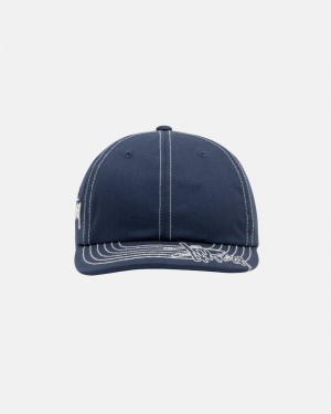 Sombreros Stussy Low Pro Basic Stitch Strapback Azul Marino | 97301-QUSI