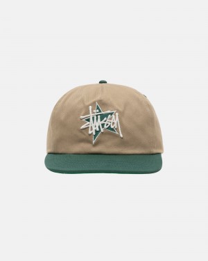 Sombreros Stussy Mid-Depth Basic Star Strapback Kaki | 39807-WOBI