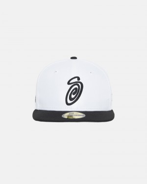 Sombreros Stussy New Era 59fifty Curly S Blancas Negras | 29307-NDQE