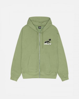 Sudadera con Capucha Stussy Apocalypse Zip Verde | 82034-VGPX