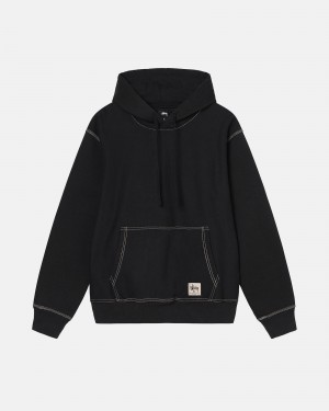 Sudadera con Capucha Stussy Contrast Stitch Label Negras | 17465-HJND