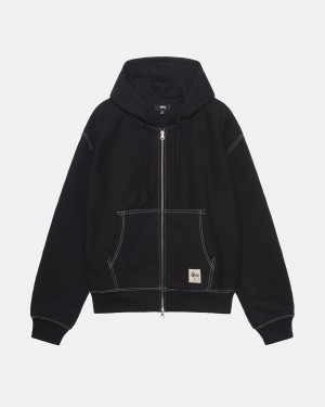 Sudadera con Capucha Stussy Double Face Label Zip Negras | 94138-CWFR