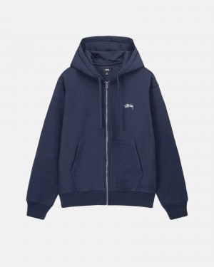 Sudadera con Capucha Stussy Stock Logo Zip Azul Marino | 60482-GJMZ