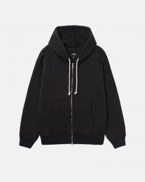 Sudadera con Capucha Stussy Vertical Acolchado Zip Negras | 69150-ZPFS