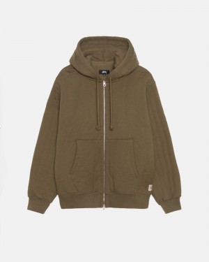 Sudadera con Capucha Stussy Vertical Acolchado Zip Verde Oliva Verde | 96420-KXUJ