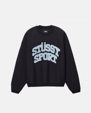 Sudaderas Stussy Deporte Relaxed Oversized Crew Negras | 68759-XWZL