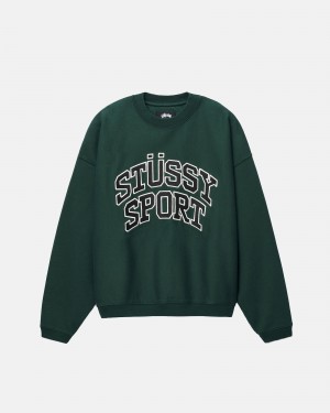 Sudaderas Stussy Deporte Relaxed Oversized Crew Verde Oscuro | 04938-YCEN