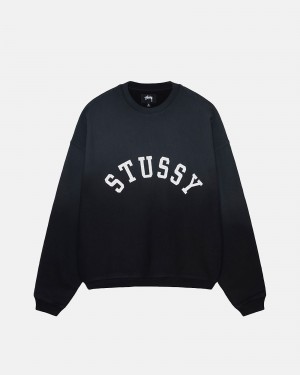 Sudaderas Stussy Sun Faded Oversized Crew Negras | 49037-YCQB