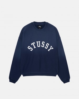 Sudaderas Stussy Sun Faded Oversized Crew Azul Marino | 23847-NPFI