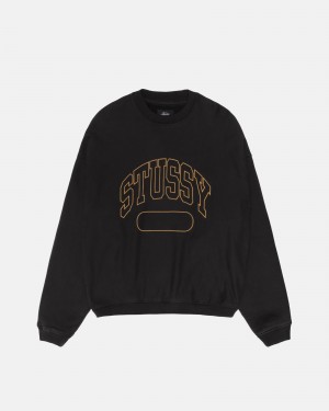 Sudaderas Stussy Varsity Oversized Crew Negras | 24913-JTZI