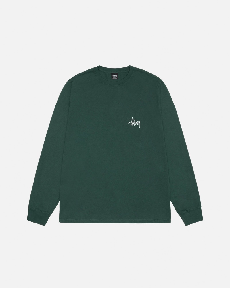 Camiseta Stussy Basic Pigment Dyed Verde | 95834-PMRQ