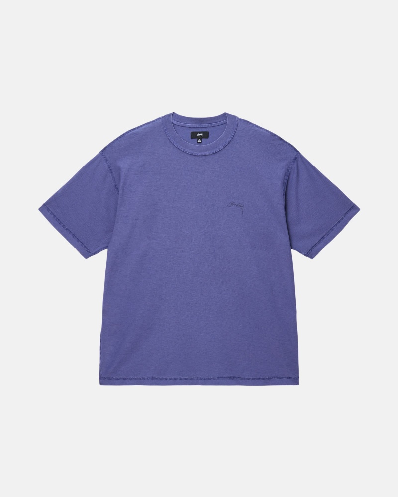 Camiseta Stussy Lazy Azules Oscuro | 57421-DHZL