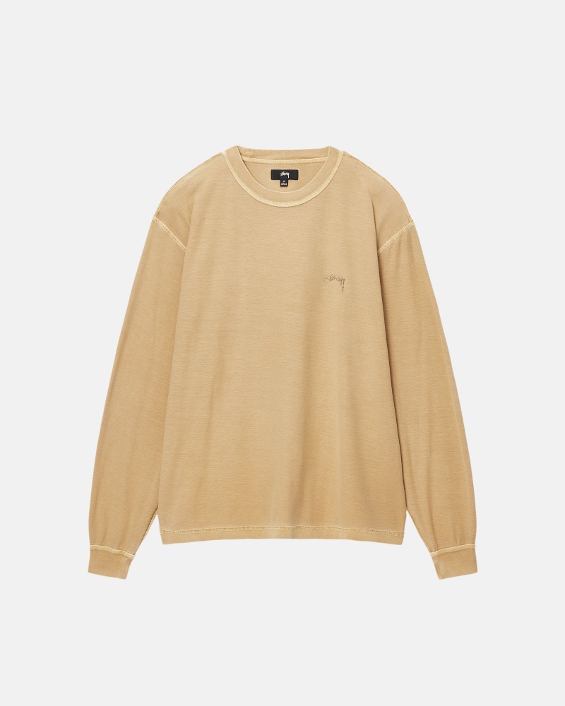 Camiseta Stussy Lazy Ls Doradas | 32061-QNZF