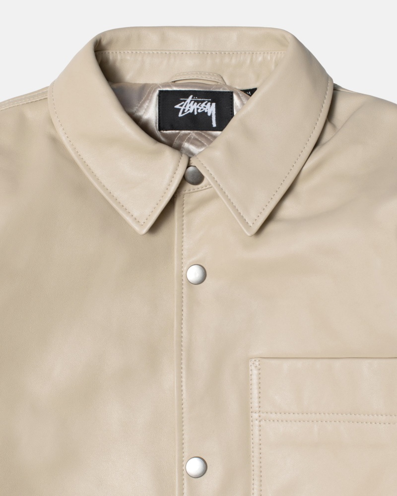 Chaquetas Stussy Cuero Beige | 32167-NQAM