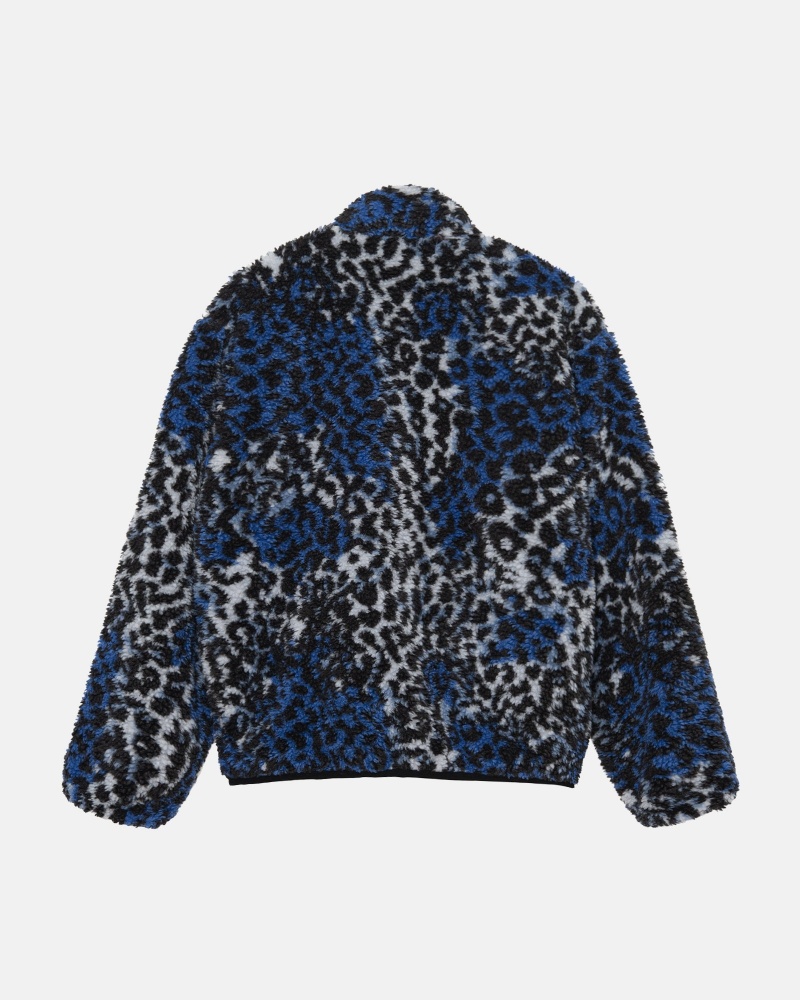 Chaquetas Stussy Sherpa Reversible Azules Leopardo | 02978-UBYV