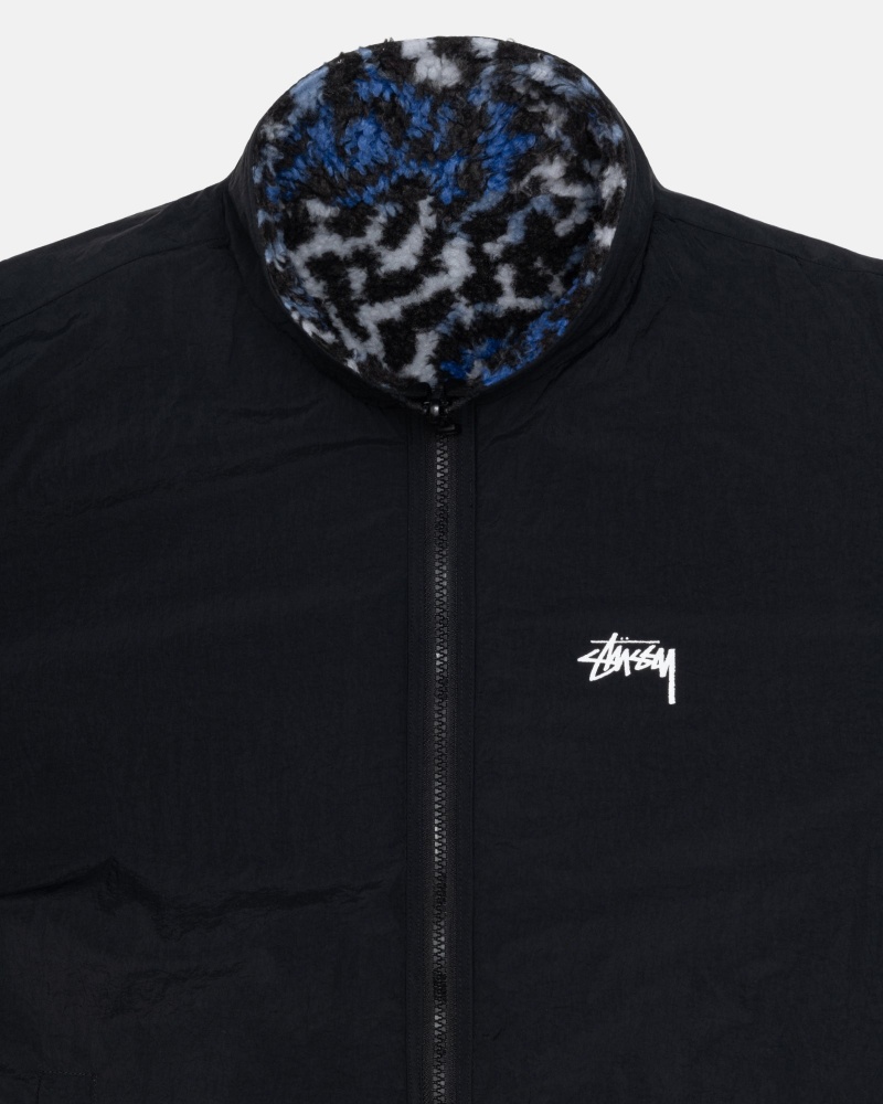 Chaquetas Stussy Sherpa Reversible Azules Leopardo | 02978-UBYV