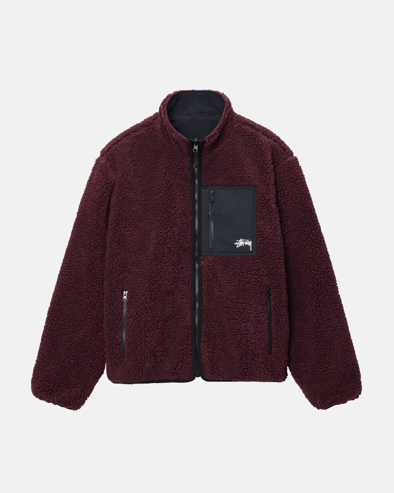 Chaquetas Stussy Sherpa Reversible Burdeos | 52807-CWQX