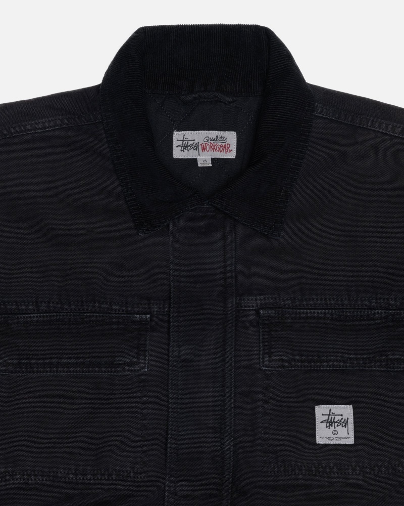 Chaquetas Stussy Shop Washed Lona Negras | 31469-DVYU