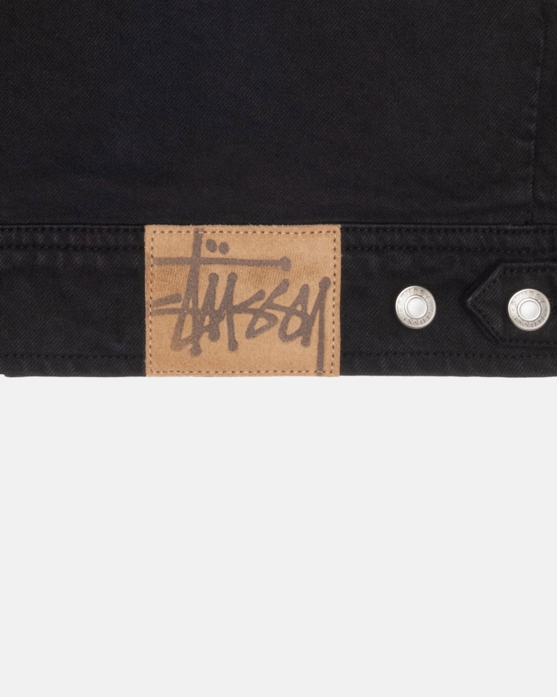 Chaquetas Stussy Zip Trabajo Overdyed Negras | 16385-UQTP