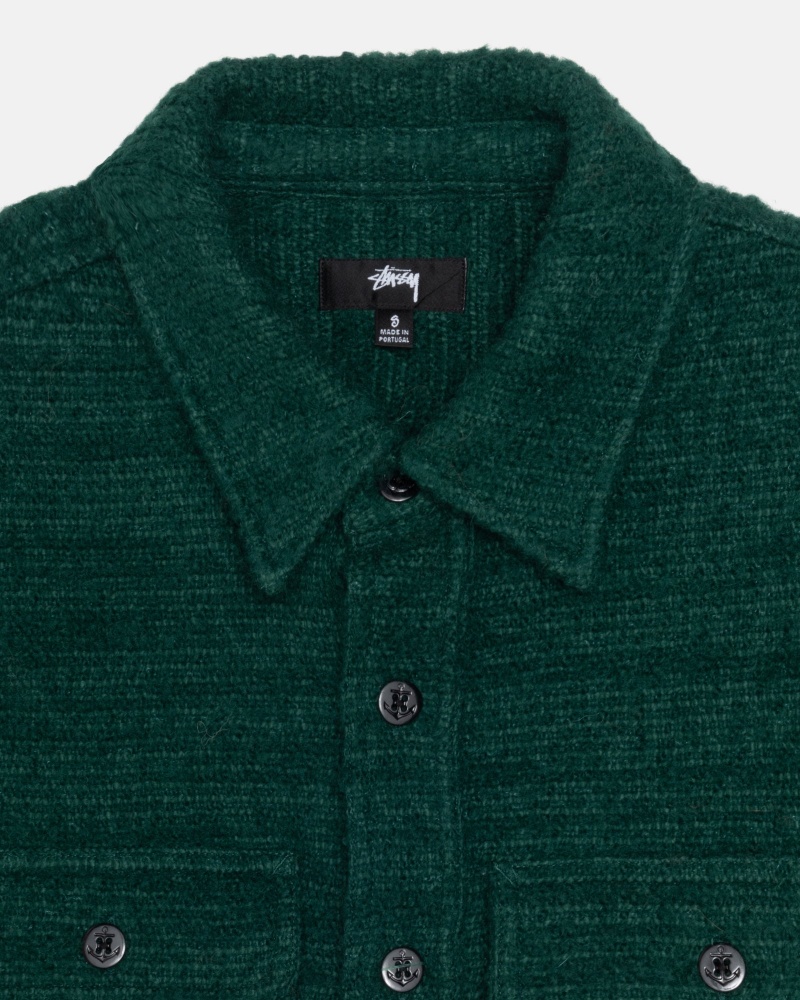 Shirts     Stussy Boucle Lana Cpo Verde | 83410-HMGN