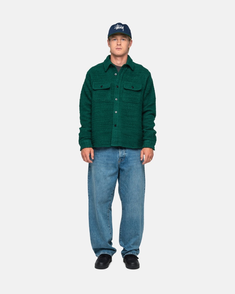 Shirts     Stussy Boucle Lana Cpo Verde | 83410-HMGN