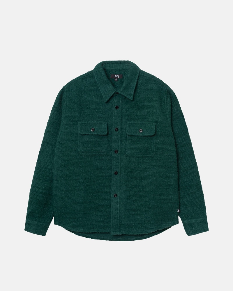 Shirts     Stussy Boucle Lana Cpo Verde | 83410-HMGN