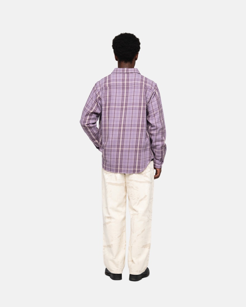 Shirts     Stussy Stones Plaid Lavanda | 68537-OTCH