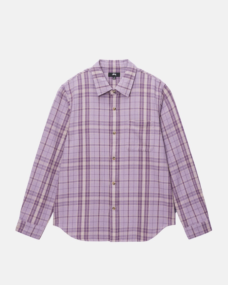 Shirts     Stussy Stones Plaid Lavanda | 68537-OTCH