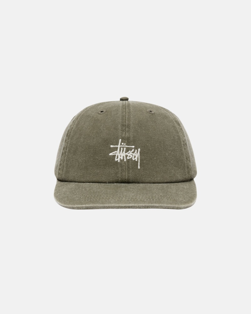 Sombreros Stussy Low Pro Basic Washed Strapback Verde Oliva | 69312-EMOH