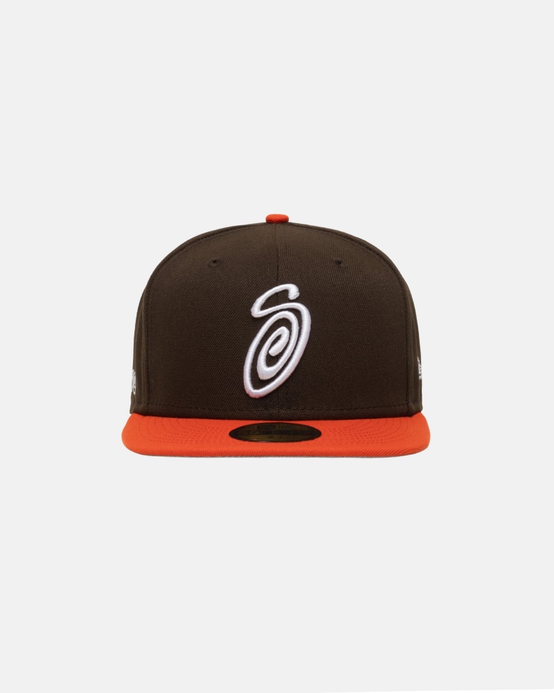 Sombreros Stussy New Era 59fifty Curly S Marrones Naranjas | 85367-SPQF