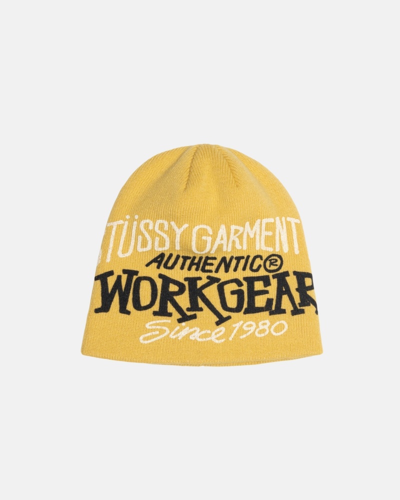 Sombreros Stussy Skullcap Workgear Print Moutarde | 12793-DPYC