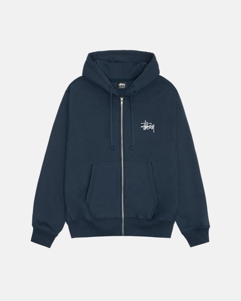 Sudadera con Capucha Stussy Basic Zip Azul Marino | 20914-ZTVJ