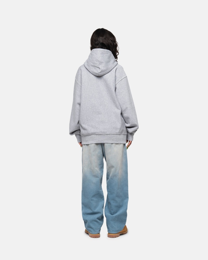 Sudadera con Capucha Stussy Contrast Stitch Label Gris | 91236-BDTM