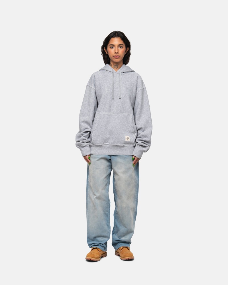 Sudadera con Capucha Stussy Contrast Stitch Label Gris | 91236-BDTM