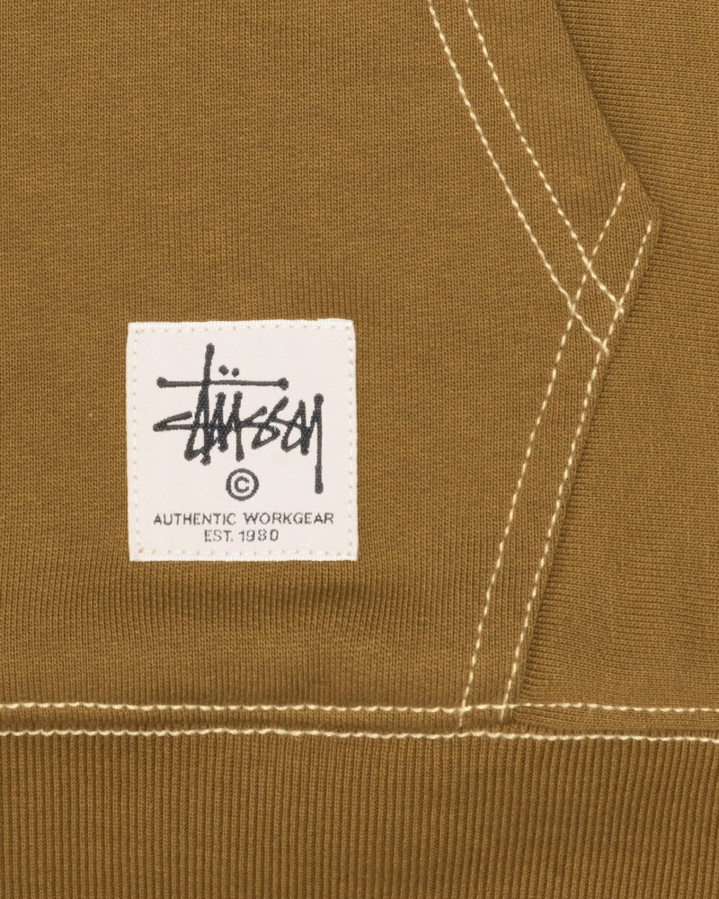 Sudadera con Capucha Stussy Double Face Label Zip Verde Oliva | 86243-FARM