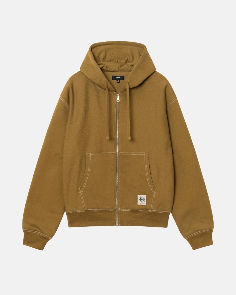 Sudadera con Capucha Stussy Double Face Label Zip Verde Oliva | 86243-FARM