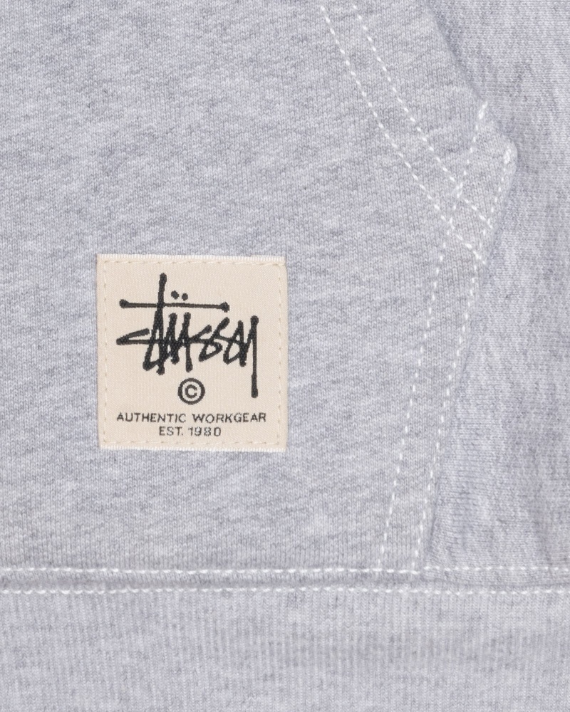 Sudadera con Capucha Stussy Double Face Label Zip Gris | 24510-UADZ