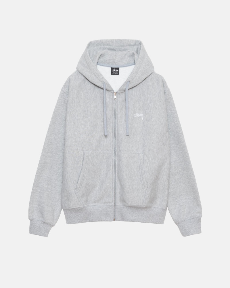 Sudadera con Capucha Stussy Stock Logo Zip Gris | 49803-NXCM