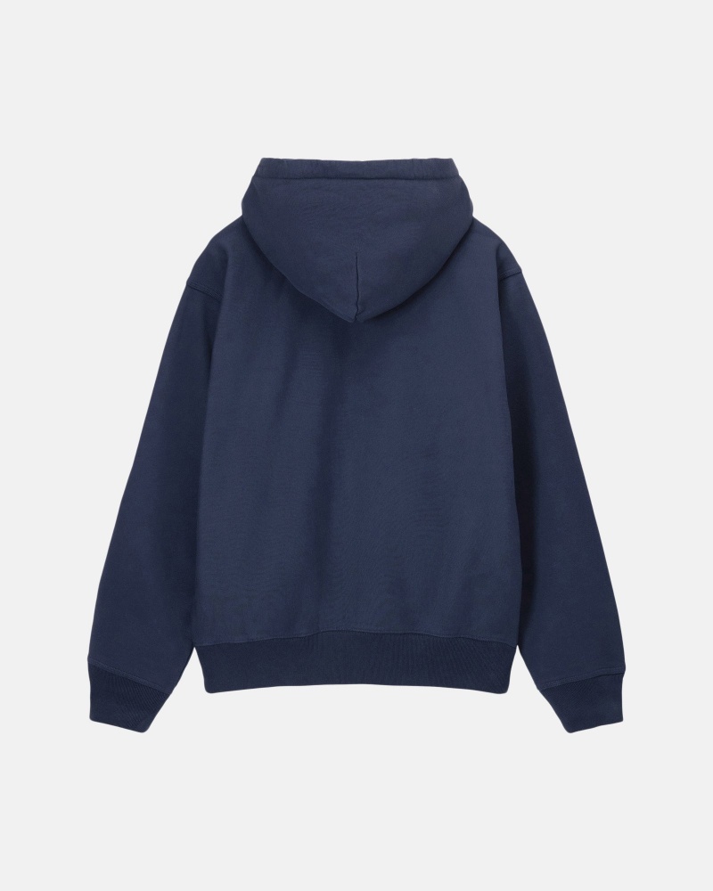 Sudadera con Capucha Stussy Stock Logo Zip Azul Marino | 60482-GJMZ