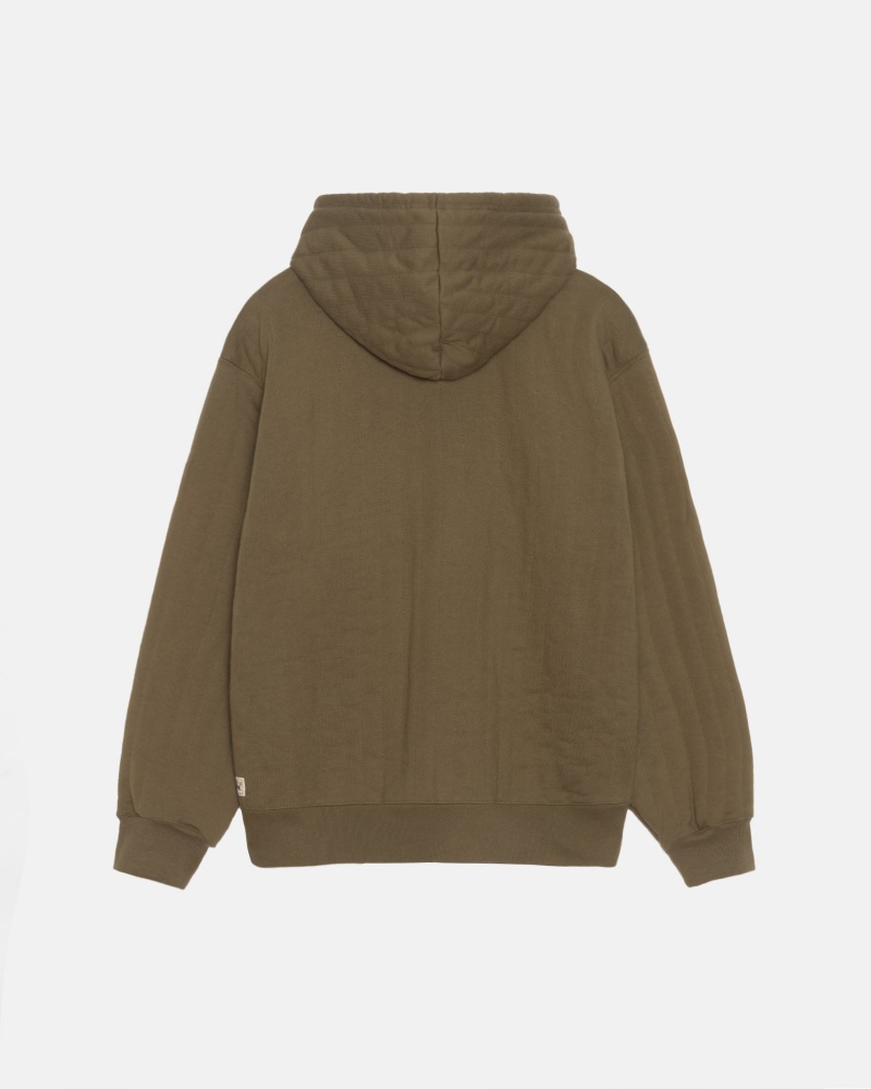 Sudadera con Capucha Stussy Vertical Acolchado Zip Verde Oliva Verde | 96420-KXUJ