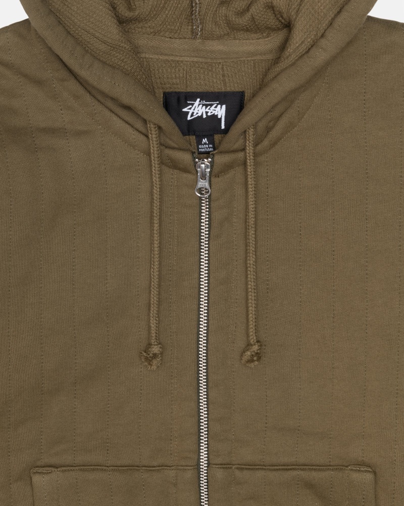 Sudadera con Capucha Stussy Vertical Acolchado Zip Verde Oliva Verde | 96420-KXUJ