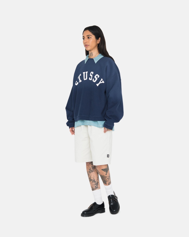 Sudaderas Stussy Sun Faded Oversized Crew Azul Marino | 23847-NPFI