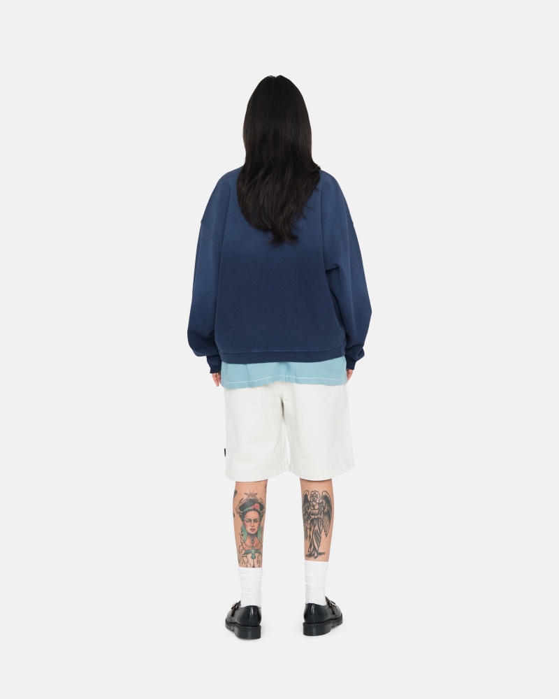 Sudaderas Stussy Sun Faded Oversized Crew Azul Marino | 23847-NPFI