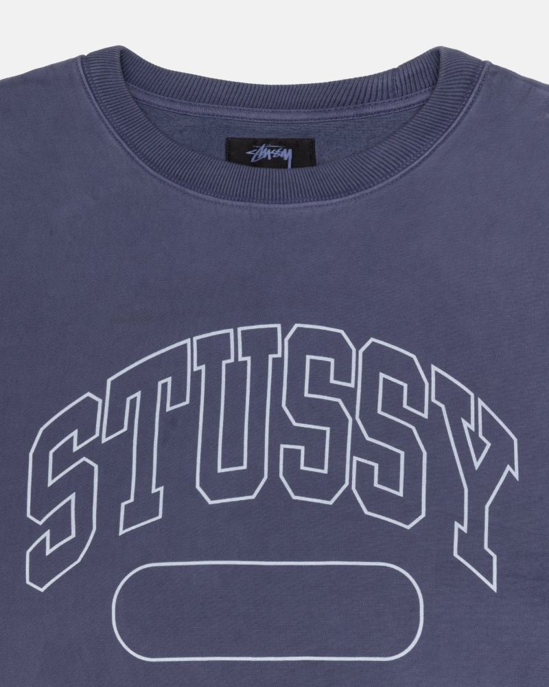 Sudaderas Stussy Varsity Oversized Crew Azules | 27053-SYBU