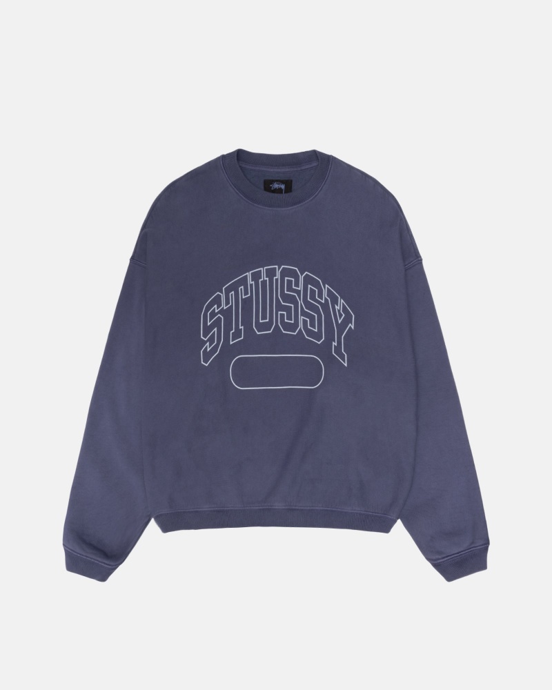 Sudaderas Stussy Varsity Oversized Crew Azules | 27053-SYBU