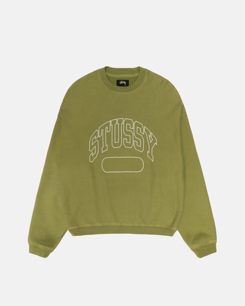 Sudaderas Stussy Varsity Oversized Crew Verde | 20419-EYQS