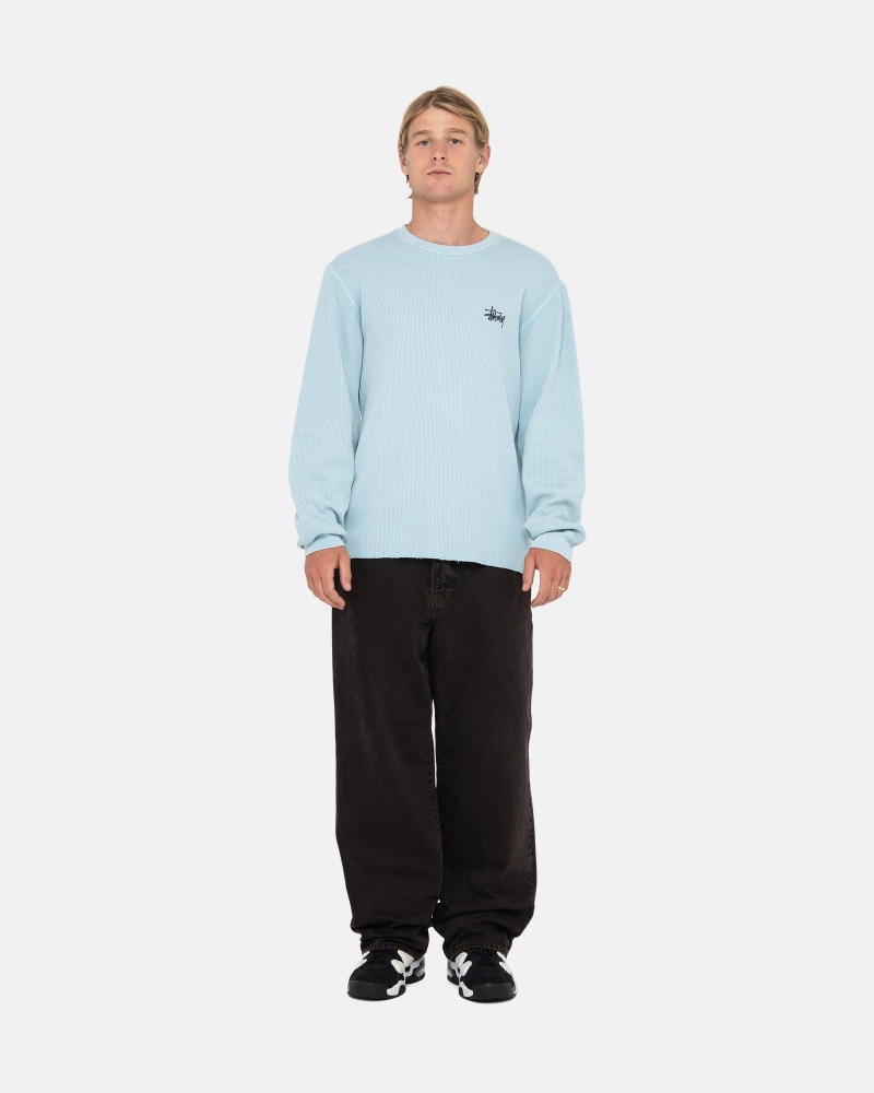 Suéteres Stussy Basic Stock Ls Thermal Azules Claro | 14237-WGRN